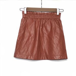 Gianni Bini GB Youth Girls Size M Brown Faux Leather Skirt Elastic Waist